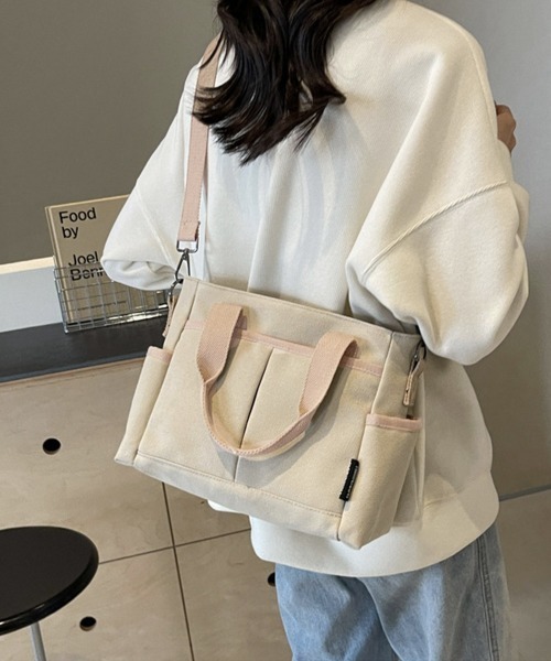 Miniministore(ミニミニストア)の「キャンバストートバッグ 無地肩掛けバッグ(トートバッグ・レディース・アイボリー/ブラック/ベージュ・FREE)」の14枚目の写真