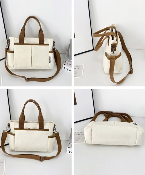 Miniministore(ミニミニストア)の「キャンバストートバッグ 無地肩掛けバッグ(トートバッグ・レディース・アイボリー/ブラック/ベージュ・FREE)」の6枚目の写真
