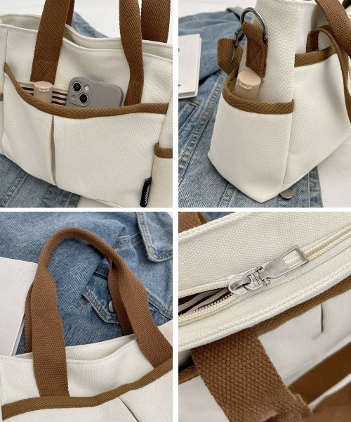 Miniministore(ミニミニストア)の「キャンバストートバッグ 無地肩掛けバッグ(トートバッグ・レディース・アイボリー/ブラック/ベージュ・FREE)」の5枚目の写真