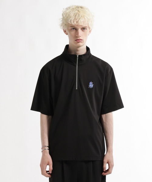 HARE（ハレ）の「【接触冷感】フラワーHAREパッチハーフジップカット(HARE)（Tシャツ/カットソー・メンズ・ホワイト/ブルー/ブラック・FREE）」の2枚目の写真
