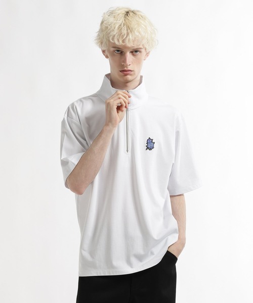 HARE（ハレ）の「【接触冷感】フラワーHAREパッチハーフジップカット(HARE)（Tシャツ/カットソー・メンズ・ホワイト/ブルー/ブラック・FREE）」の8枚目の写真