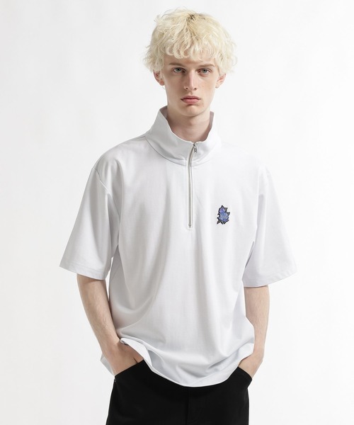 HARE（ハレ）の「【接触冷感】フラワーHAREパッチハーフジップカット(HARE)（Tシャツ/カットソー・メンズ・ホワイト/ブルー/ブラック・FREE）」の7枚目の写真