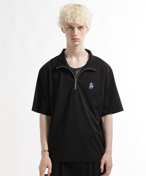 HARE（ハレ）の「【接触冷感】フラワーHAREパッチハーフジップカット(HARE)（Tシャツ/カットソー・メンズ・ホワイト/ブルー/ブラック・FREE）」の6枚目の写真