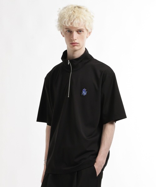 HARE（ハレ）の「【接触冷感】フラワーHAREパッチハーフジップカット(HARE)（Tシャツ/カットソー・メンズ・ホワイト/ブルー/ブラック・FREE）」の5枚目の写真