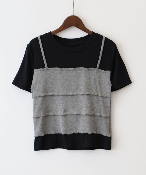 SpRay(スプレイ)の「フェイクレイヤードキャミソールTシャツ(Tシャツ/カットソー・レディース・ホワイト/グレー/ブラック・FREE)」の12枚目の写真