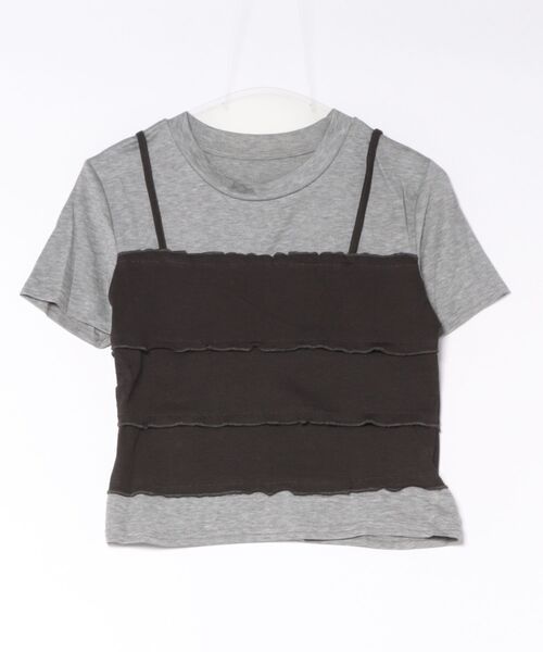 SpRay(スプレイ)の「フェイクレイヤードキャミソールTシャツ(Tシャツ/カットソー・レディース・ホワイト/グレー/ブラック・FREE)」の19枚目の写真