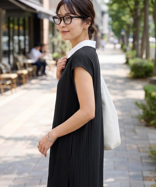 STYLE DELI(スタイルデリ)の「襟付きランダムリブカットソーワンピース(Tシャツ/カットソー・レディース・ブラウン/ブラック・01/02)」の21枚目の写真