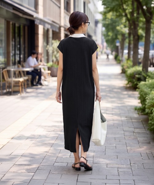 STYLE DELI(スタイルデリ)の「襟付きランダムリブカットソーワンピース(Tシャツ/カットソー・レディース・ブラウン/ブラック・01/02)」の22枚目の写真