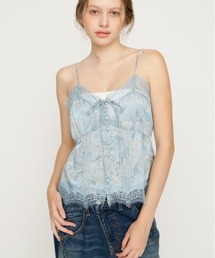 SLY | JQ SATIN LACE CAMI TOPS ジャガードサテンレースキャミトップス 夏服 秋服(キャミソール)