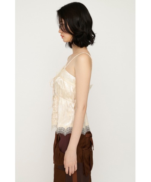 SLY(スライ)の「JQ SATIN LACE CAMI TOPS ジャガードサテンレースキャミトップス 夏服 秋服(キャミソール・レディース・アイボリー/ライトブルー・FREE)」の9枚目の写真