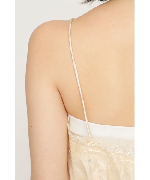 SLY(スライ)の「JQ SATIN LACE CAMI TOPS ジャガードサテンレースキャミトップス 夏服 秋服(キャミソール・レディース・アイボリー/ライトブルー・FREE)」の12枚目の写真
