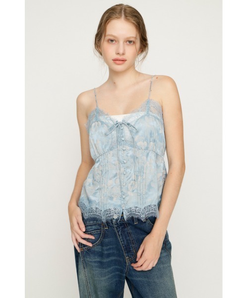 SLY(スライ)の「JQ SATIN LACE CAMI TOPS ジャガードサテンレースキャミトップス 夏服 秋服(キャミソール・レディース・アイボリー/ライトブルー・FREE)」の14枚目の写真