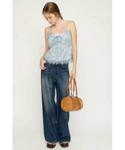 SLY(スライ)の「JQ SATIN LACE CAMI TOPS ジャガードサテンレースキャミトップス 夏服 秋服(キャミソール・レディース・アイボリー/ライトブルー・FREE)」の15枚目の写真
