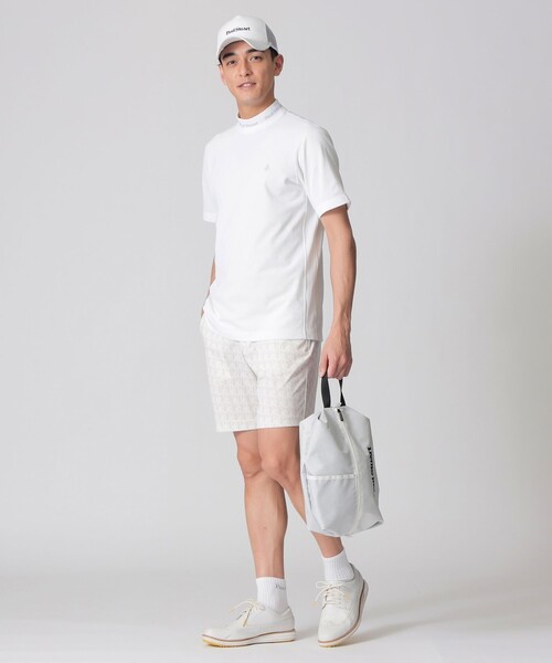 Paul Stuart(ポールスチュアート)の「【GOLF Men’s/吸水速乾/UVカット/保型性/イージーケア】PSロゴリブモックネック半袖シャツ(Tシャツ/カットソー・メンズ・ブラック/ダークネイビー/ホワイト・M/L/XL)」の4枚目の写真