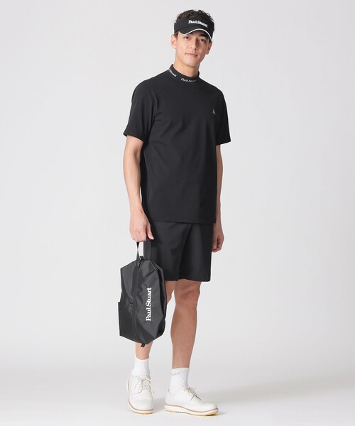 Paul Stuart(ポールスチュアート)の「【GOLF Men’s/吸水速乾/UVカット/保型性/イージーケア】PSロゴリブモックネック半袖シャツ(Tシャツ/カットソー・メンズ・ブラック/ダークネイビー/ホワイト・M/L/XL)」の5枚目の写真