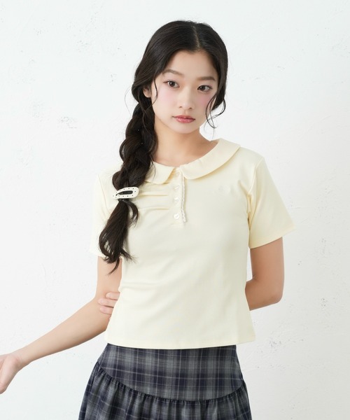 FCMM(エフシーエムエム)の「FRONT GATHER POLO SS / フロントギャザーポロSS(ポロシャツ・レディース・チャコールグレー/杢グレー/アイボリー/ネイビー・MEDIUM/SMALL)」の19枚目の写真