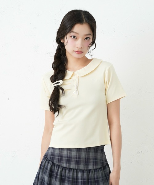FCMM(エフシーエムエム)の「FRONT GATHER POLO SS / フロントギャザーポロSS(ポロシャツ・レディース・チャコールグレー/杢グレー/アイボリー/ネイビー・MEDIUM/SMALL)」の18枚目の写真