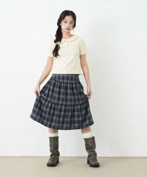 FCMM(エフシーエムエム)の「FRONT GATHER POLO SS / フロントギャザーポロSS(ポロシャツ・レディース・チャコールグレー/杢グレー/アイボリー/ネイビー・MEDIUM/SMALL)」の15枚目の写真