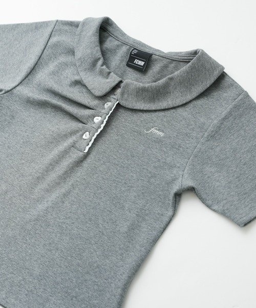 FCMM(エフシーエムエム)の「FRONT GATHER POLO SS / フロントギャザーポロSS(ポロシャツ・レディース・チャコールグレー/杢グレー/アイボリー/ネイビー・MEDIUM/SMALL)」の22枚目の写真