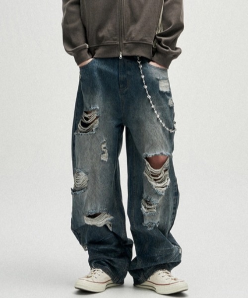 NOT4NERD/ノットフォーナード/Hidden Symbol Distressed Denim Pants 