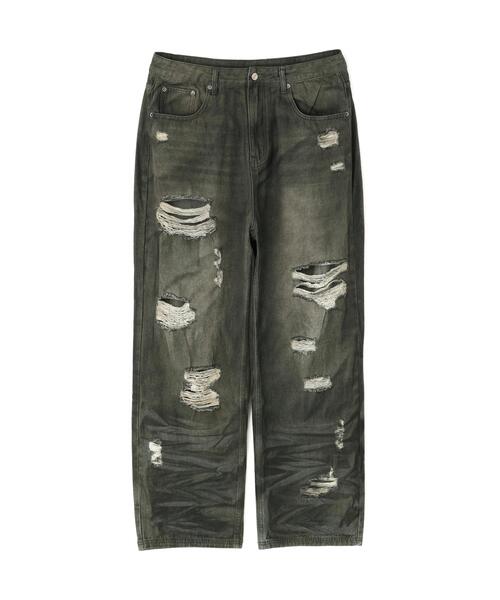 NOT4NERD/ノットフォーナード/Hidden Symbol Distressed Denim Pants 