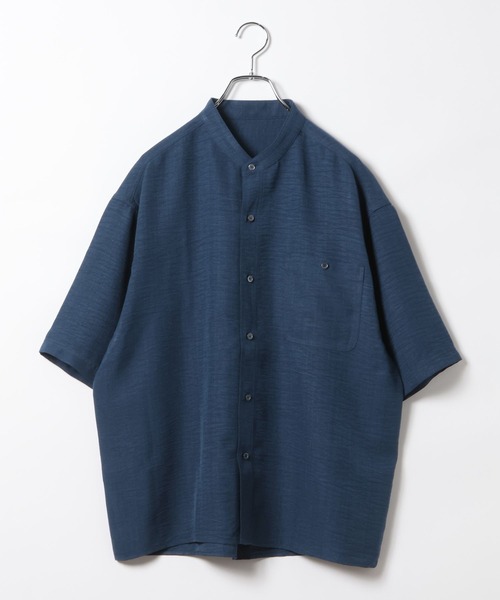 BAYFLOW（ベイフロー）の「[大人な抜け感]リラックスリネンライクバンドカラーシャツ[セットアップ可]（シャツ/ブラウス・メンズ・その他1/ネイビー/ベージュ・MEDIUM/LARGE）」の13枚目の写真