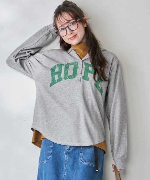 KRIFF MAYER Lady's Collection(クリフメイヤーレディースコレクション)の「配色ステッチボタンパーカー(パーカー・レディース・カラフル/オフホワイト/グレー/ネイビー/レンガ・MEDIUM/LARGE)」の3枚目の写真