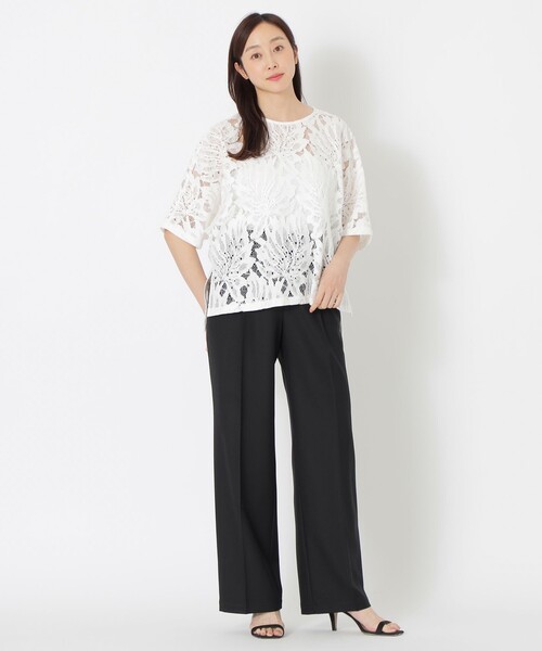 S.ESSENTIALS（エスエッセンシャルズ）の「リーフレースドルマンブラウス（シャツ/ブラウス・レディース・ホワイト/ブラック・38）」の3枚目の写真