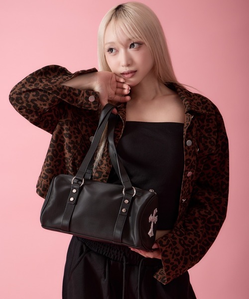 mindseeker girls(マインドシーカーガールズ)の「Rhinestone Mini Boston Bag / ラインストーン付きミニボストンバッグ(ショルダーバッグ・レディース・レオパード/ブラック・FREE)」の5枚目の写真