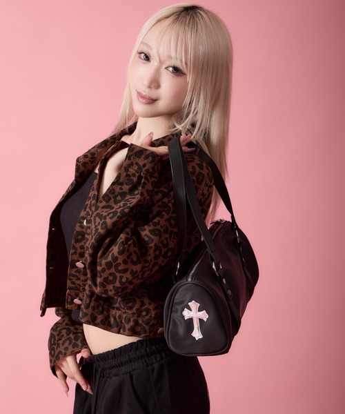mindseeker girls(マインドシーカーガールズ)の「Rhinestone Mini Boston Bag / ラインストーン付きミニボストンバッグ(ショルダーバッグ・レディース・レオパード/ブラック・FREE)」の6枚目の写真