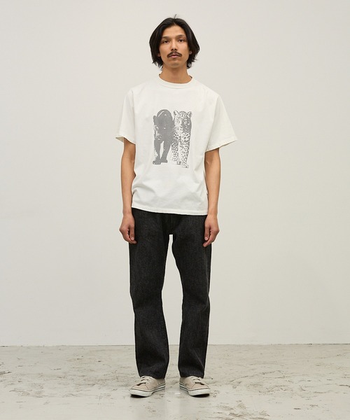 REMI RELIEF(レミレリーフ)の「REMI RELIEF/レミレリーフ SP加工NEW Fit-T(Leopard) レオパード クルーネック ヴィンテージライク コットンTシャツ メンズ 2026年夏 夏服(Tシャツ/カットソー・メンズ・ホワイト/ブラック/オリーブ・M/L)」の5枚目の写真