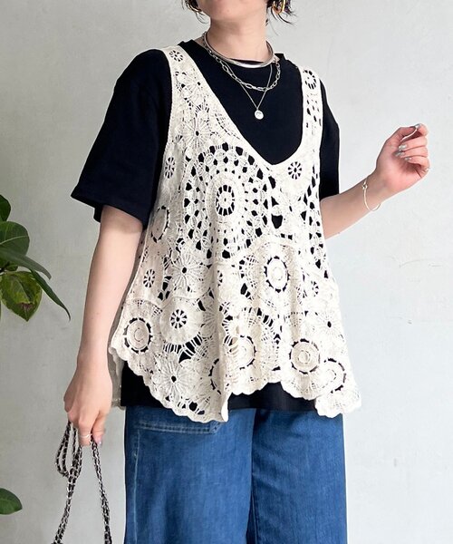 un dix cors（アンディコール）の「クロシェ×TEEセット（Tシャツ/カットソー・レディース・アイボリー/ブラック・FREE）」の21枚目の写真