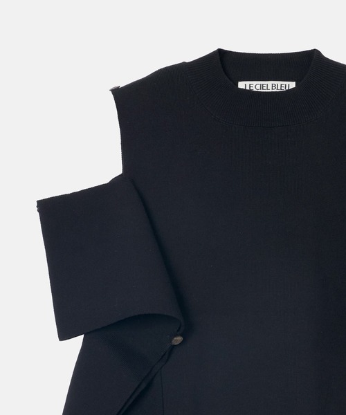 LE CIEL BLEU(ルシェルブルー)の「コールドショルダーニットトップ / Cold Shoulder Knit Top(ニット/セーター・レディース・ホワイト/ブラック/チャコールグレー・36)」の9枚目の写真