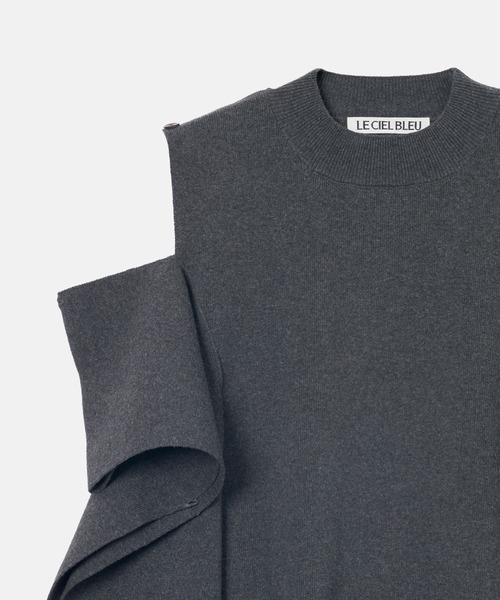 LE CIEL BLEU(ルシェルブルー)の「コールドショルダーニットトップ / Cold Shoulder Knit Top(ニット/セーター・レディース・ホワイト/ブラック/チャコールグレー・36)」の21枚目の写真