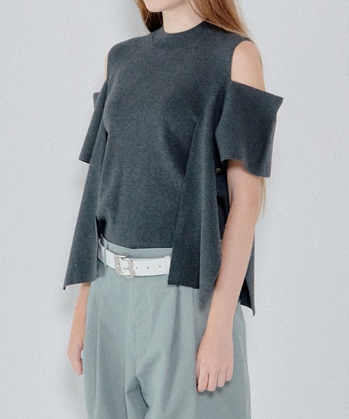 LE CIEL BLEU(ルシェルブルー)の「コールドショルダーニットトップ / Cold Shoulder Knit Top(ニット/セーター・レディース・ホワイト/ブラック/チャコールグレー・36)」の16枚目の写真