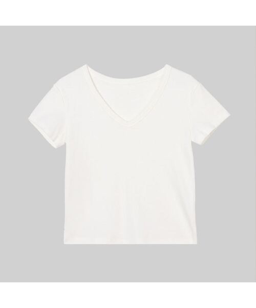 AENE(エイネ)の「VネックTシャツ(ホワイト)(Tシャツ/カットソー・レディース・ピンク/クリーム/ブラック/オリーブ/ホワイト・FREE)」の1枚目の写真
