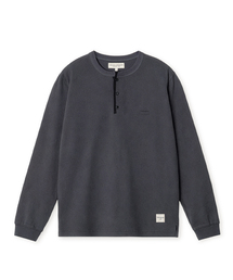 HENLEY NECK LONG SLEEVE T-SHIRT (CHARCOAL)