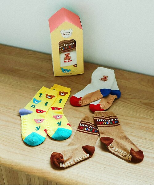 apres les cours(アプレレクール)の「tiny bear Palette バラエティソックス3足セット(ソックス/靴下・キッズ・その他11・18/15 /12)」の1枚目の写真