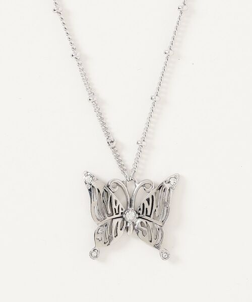 ANNA SUI(アナスイ)の「バタフライロゴ ネックレス(ネックレス・レディース・シルバー・FREE)」の1枚目の写真