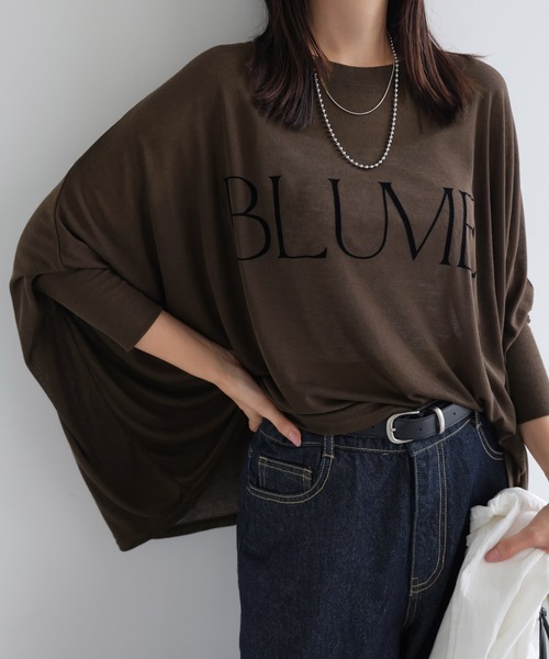 andme(アンドミー)の「ロゴプリント長袖シアーポンチョトップス(Tシャツ/カットソー・レディース・ブラック/ブラウン/キナリ・M)」の16枚目の写真