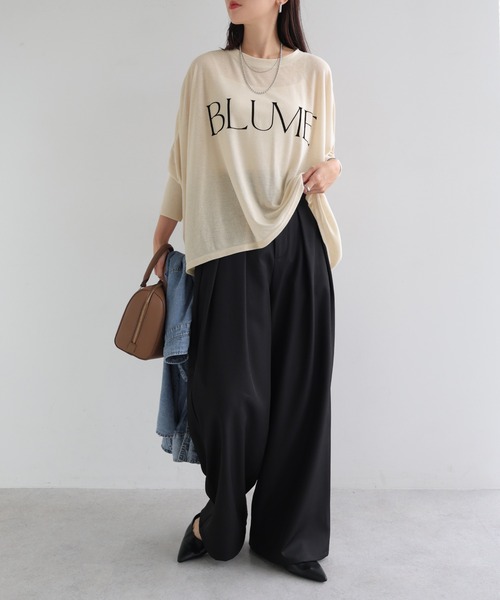 andme(アンドミー)の「ロゴプリント長袖シアーポンチョトップス(Tシャツ/カットソー・レディース・ブラック/ブラウン/キナリ・M)」の4枚目の写真