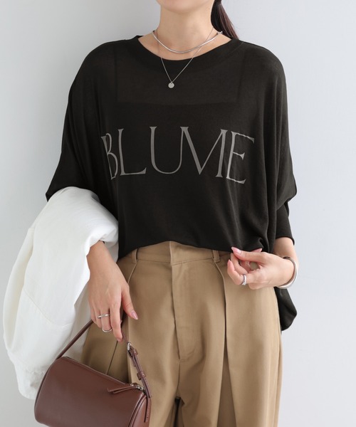 andme(アンドミー)の「ロゴプリント長袖シアーポンチョトップス(Tシャツ/カットソー・レディース・ブラック/ブラウン/キナリ・M)」の5枚目の写真