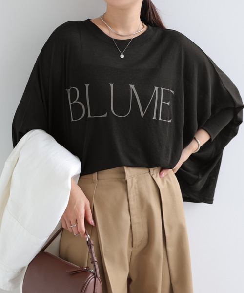 andme(アンドミー)の「ロゴプリント長袖シアーポンチョトップス(Tシャツ/カットソー・レディース・ブラック/ブラウン/キナリ・M)」の6枚目の写真