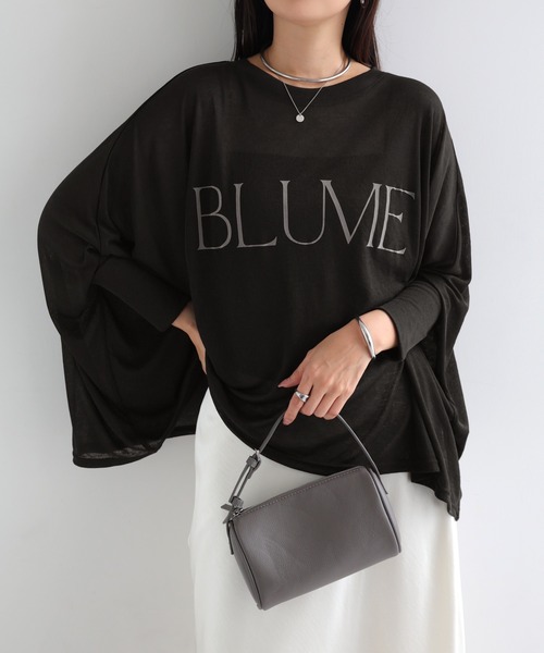 andme(アンドミー)の「ロゴプリント長袖シアーポンチョトップス(Tシャツ/カットソー・レディース・ブラック/ブラウン/キナリ・M)」の10枚目の写真