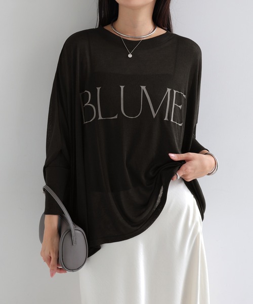 andme(アンドミー)の「ロゴプリント長袖シアーポンチョトップス(Tシャツ/カットソー・レディース・ブラック/ブラウン/キナリ・M)」の11枚目の写真