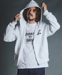 mpa4177- brushed lining zip-up BOX hoodie (funny arch) ジップアップフーディー(7726W090)
