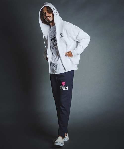 seventy seven(セブンティセブン)の「mpa4177- brushed lining zip-up BOX hoodie (funny arch) ジップアップフーディー(7726W090)(パーカー・メンズ・ホワイト/ブラック/ネイビー・S/M/L/XL)」の9枚目の写真