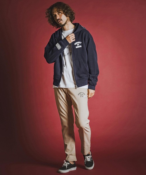 seventy seven(セブンティセブン)の「mpa4177- brushed lining zip-up BOX hoodie (funny arch) ジップアップフーディー(7726W090)(パーカー・メンズ・ホワイト/ブラック/ネイビー・S/M/L/XL)」の13枚目の写真