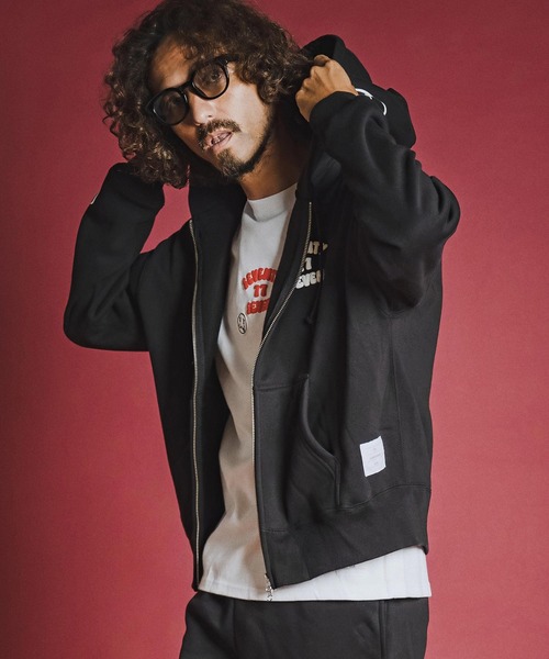 seventy seven(セブンティセブン)の「mpa4177- brushed lining zip-up BOX hoodie (funny arch) ジップアップフーディー(7726W090)(パーカー・メンズ・ホワイト/ブラック/ネイビー・S/M/L/XL)」の16枚目の写真