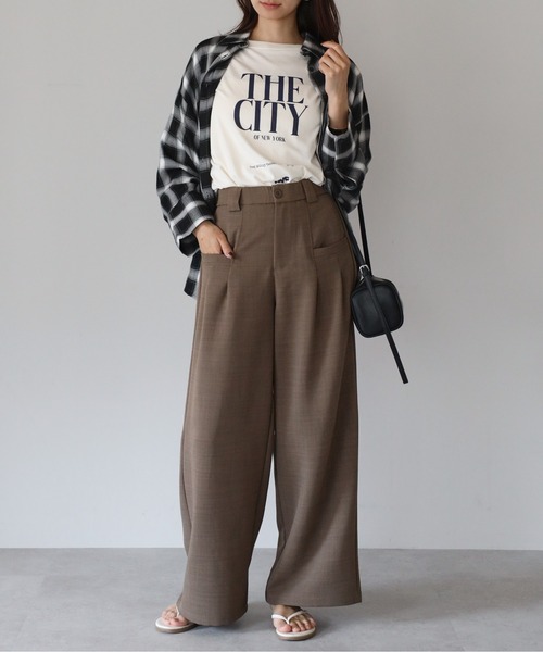 amini(アミニ)の「ツイルオープンポケットタックワイドパンツ(その他パンツ・レディース・チャコールグレー/モカ/ブラック・MEDIUM)」の10枚目の写真
